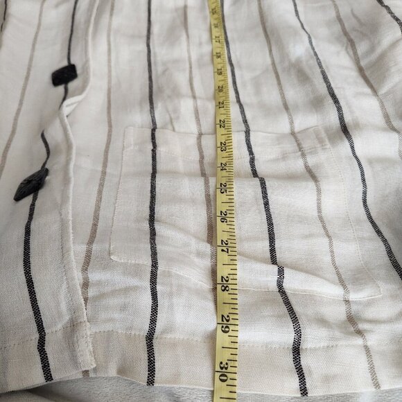 Lagenlook Jacket Linen Stripe Knit Top Avenue Minimalist Button Beige Earth 16 - Picture 9 of 16